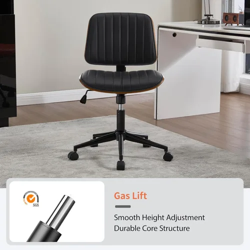 Miniatura 5 de VipDesk Silla pequeña de oficina en casa, silla de escritorio sin brazos con respaldo medio con giro de 360° y ruedas, silla de computadora moderna