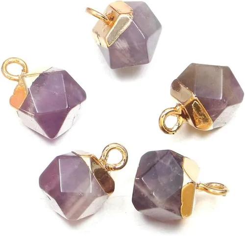 10 dijes cuadrados facetados de piedras preciosas naturales de amatistas para hacer collares y joyas