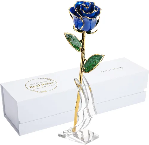 Miniatura 11 de Rosa de regalo para el día de San Valentín, rosa real bañada en oro es atractiva y forma natural, el mejor regalo para aniversario, boda, día de San