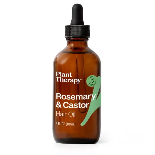 Plant Therapy Aceite de romero y ricino - Tratamiento capilar de 4 onzas para el crecimiento, brillo, suavidad, cuero cabelludo saludable y