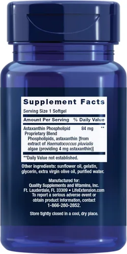Miniatura 2 de Life Extension Astaxanthin with Phospholipids – Antioxidant Support, Eye Health – Algae-Derived – Gluten-Free, Non-GMO – 30 Softgels