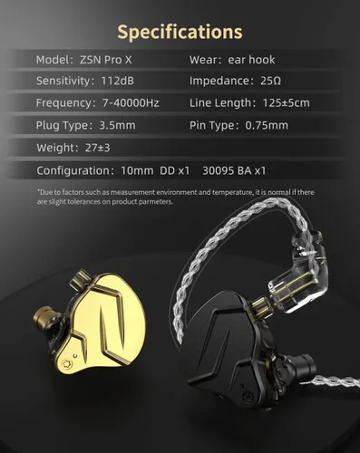Miniatura 4 de KZ ZSN PRO X Armadura Híbrida Banlance con Auriculares Intrauriculares Dinámicos ERJIGO ZSNPROX 1BA+1DD HiFi, Auriculares ZSNPRO X erabuds