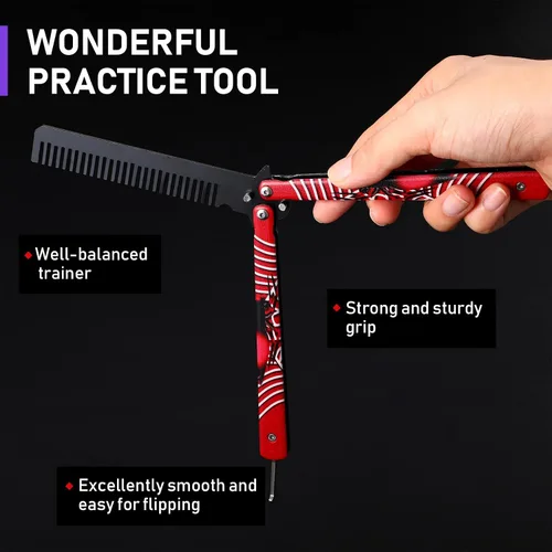 Miniatura 4 de 6 piezas de peine de acero inoxidable plegable de acero inoxidable para práctica de entrenamiento, herramientas de peinado para deportes al aire
