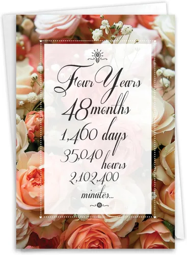 NobleWorks Tarjeta de felicitación de 4º aniversario (compañero de trabajo) con sobre de 5 x 7 pulgadas para hombres, mujeres (1 tarjeta) 4 años