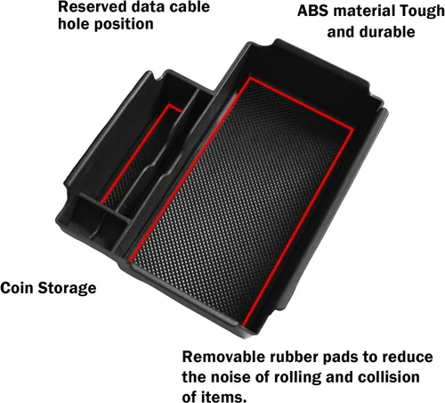 Miniatura 3 de Bandeja organizadora de consola central compatible con Ford Explorer 2020-2023 2024 2025 2026, maximiza el espacio, fácil instalación, acceso al Rojo