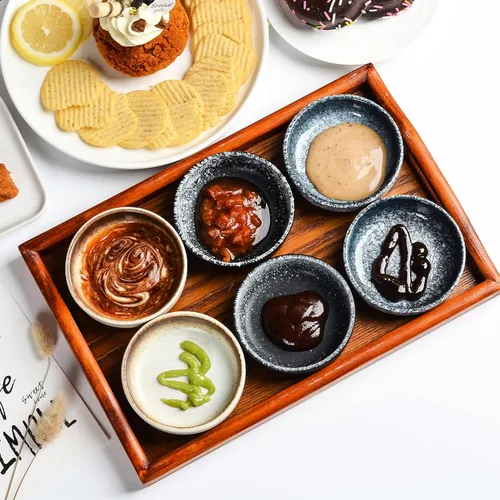 Miniatura 5 de Juego de platos de salsa de soja de cerámica, juego de cuencos para sumergir de 6 piezas, cuencos para chips y salsa, estilo japonés de 3 oz, plato