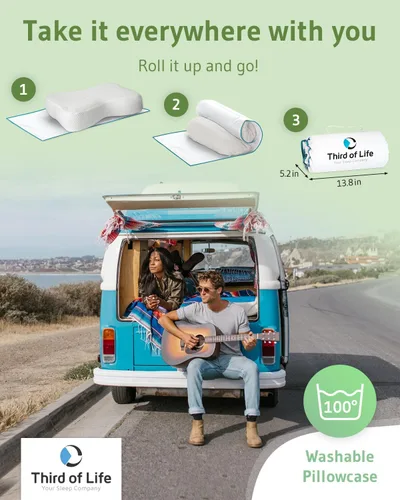Miniatura 6 de Third of Life Almohada de viaje con espuma viscoelástica de carbón activado Almohada cervical para aliviar el dolor de cuello para personas que