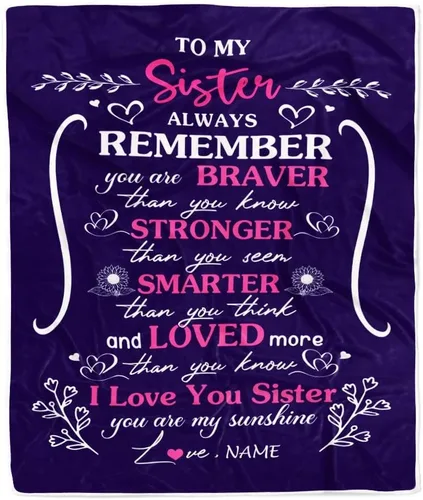 Miniatura 18 de Manta personalizada con texto en inglés «To My Sister from Brother I Love You Hugs» (texto en inglés) con texto en inglés «To My Sister», «I Love