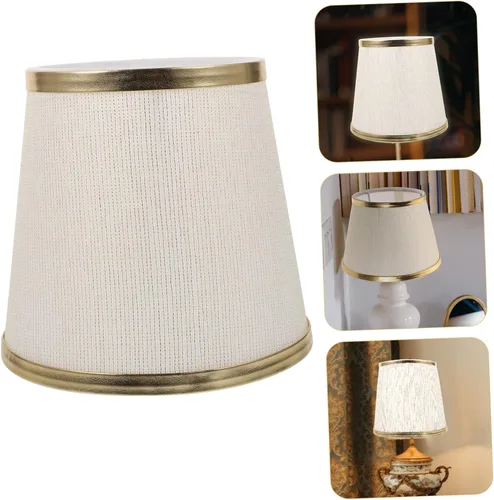 Miniatura 9 de Housoutil Cubierta de lámpara de mesa cubierta de luz de tela para decoración del hogar E14 Socket estilo simple lámpara accesorio