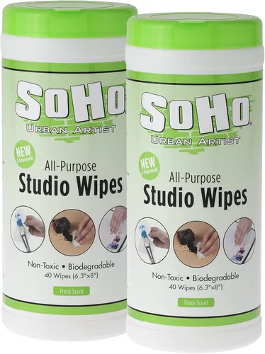 Miniatura 6 de SoHo Urban Artist Toallitas para múltiples superficies, 120 unidades, 3 recipientes, no tóxicas, biodegradables, para mantenerse frescas