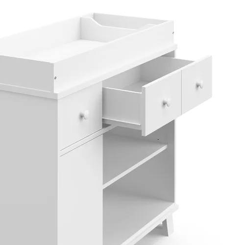 Miniatura 7 de Storkcraft - Cómoda de cambiador para guardería moderna (blanco con blanco) – Certificado Gold GREENGUARD, cómoda para guardería, cambiador