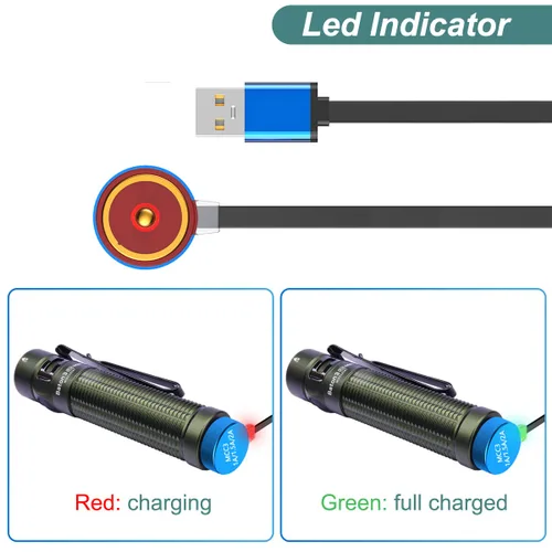 Miniatura 6 de Kissmart Cargador MCC 3 para Olight Odin/Odin Mini/PL-Pro/Baton3/Warrior Mini2/Perun 2/Seeker 3 Pro/Warrior 3s/Baldr Pro R Cable de carga USB