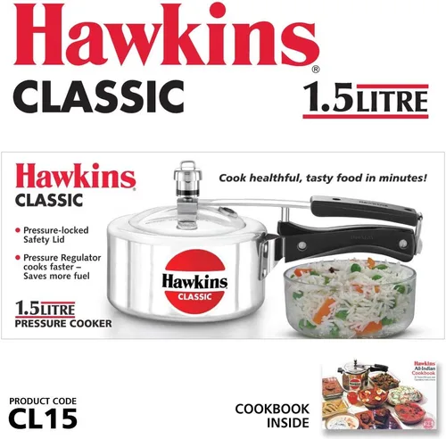 Miniatura 2 de Olla a presión de aluminio Hawkin Classic CL15, pequeña, 0.4 galones, color plateado, Plateado