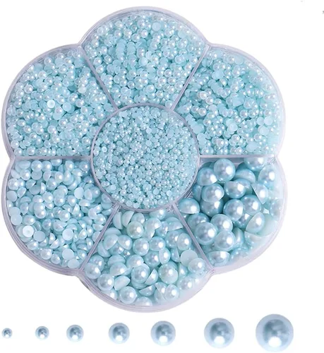Miniatura 9 de 5700 piezas de medias perlas coloridas para manualidades, perlas de uñas para manualidades, accesorios de bricolaje, perlas de espalda plana