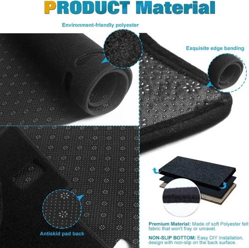 Miniatura 6 de x xotic tech Alfombrilla para consola central para tablero de instrumentos precortada, antideslizante, protector solar antirreflejos, cubierta