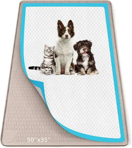 Miniatura 21 de Soporte para orina para perros, 51 x 25.6 pulgadas, de silicona, a prueba de fugas, borde alto, antiderrames, para cachorros, gatos, conejos