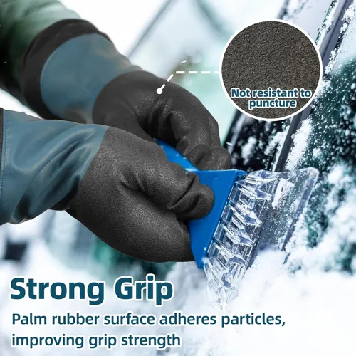 Miniatura 4 de Schwer Guantes de trabajo de invierno 100% impermeables, guantes largos para congelador con revestimiento de poliuretano a base de agua, máxima
