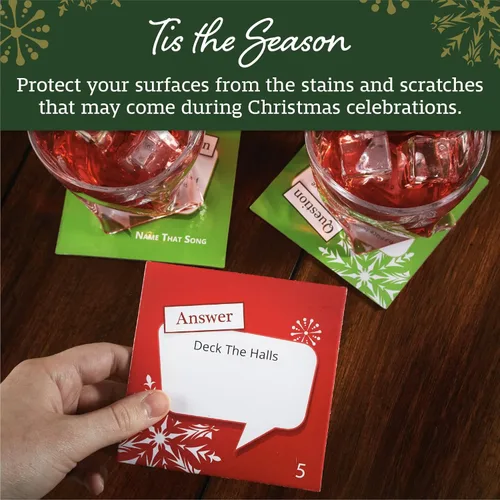 Miniatura 4 de Posavasos temáticos navideños de trivia de Name That Song - Posavasos navideños con temática de Navidad - Juego de 20