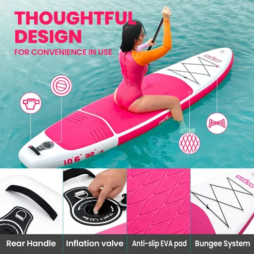 Miniatura 4 de Tabla de remo inflable con accesorios de SUP, tablas de remo inflables para adultos y jóvenes, cubierta de EVA antideslizante, postura amplia, bomba
