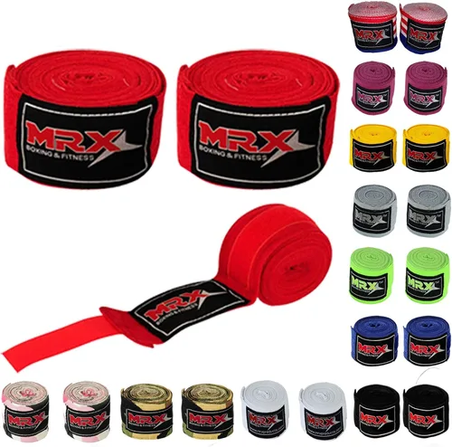 Miniatura 11 de MRX BOXING & FITNESS Boxing Hand Wraps Semi-Elalstic Multi Colors Great for MMA Boxing Muay Thai Kick Boxing Training 118, 160, 180 Length