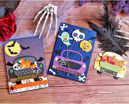 Miniatura 5 de Troqueles de metal con forma de murciélago de globo espeluznante para Halloween, Halloween, fantasma, calavera, calabaza, murciélago, lazo