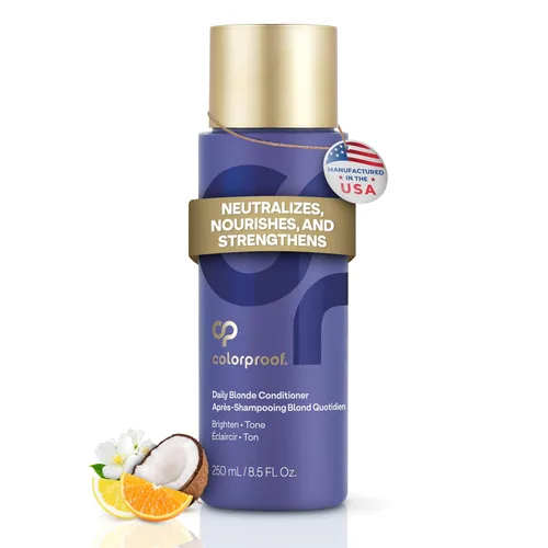 Colorproof Acondicionador Daily Blonde de 8.5 onzas líquidas para cabello rubio con aroma a cítricos, jazmín y leche de coco, acondicionador sin