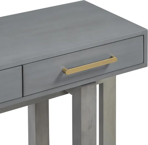 Miniatura 9 de Moderna mesa consola con 3 cajones de almacenamiento y mango de metal, elegante mesa de entrada de madera extra larga para pasillo, sala de estar