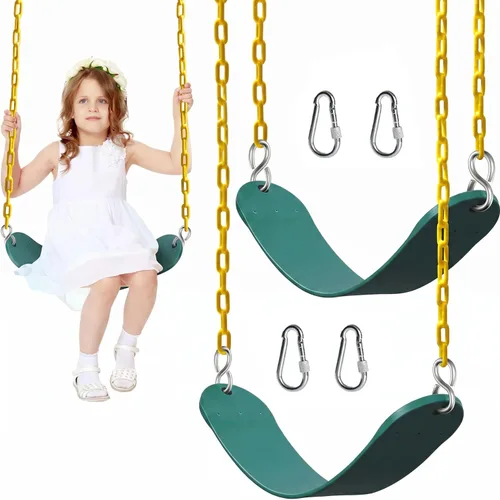 PACEARTH Paquete de 2 columpios con capacidad para 660 libras con cadenas antioxidantes de 68.9 pulgadas, recubiertas de plástico, correas para