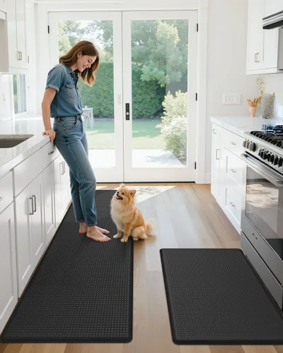 Miniatura 8 de Color&Geometry - Alfombras de cocina antideslizantes e impermeables Alfombra de cocina acolchada Alfombra antifatiga para pararse de 30 x 18 Negro