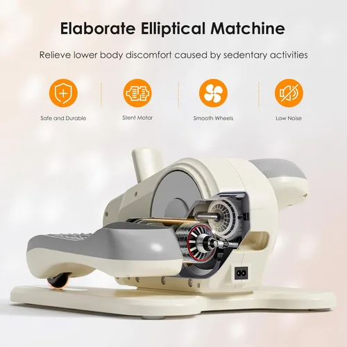 Miniatura 6 de Máquina elíptica para debajo del escritorio, mini ejercitador elíptico de piernas con control remoto, 12 velocidades de nivel, silenciosa y portátil