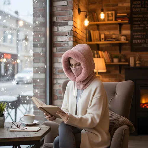Miniatura 71 de HUAMULAN Gorro de invierno de una pieza para mujer, pasamontañas de forro polar, pasamontañas, máscara facial, bufanda, orejeras, esquí, nieve