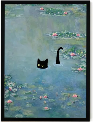 Miniatura 28 de Fantasy Artists Van Gogh - Lienzo decorativo para pared, diseño de gato negro con diseño de almendra y diseño de gato negro, pósteres de pintura al