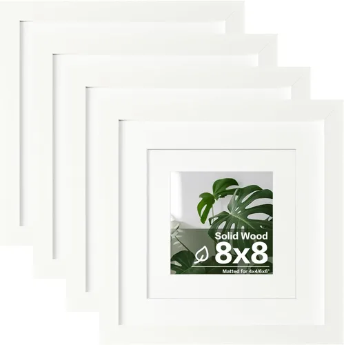Miniatura 53 de Egofine Juego de 4 portarretratos de 4 x 6, hechos de madera maciza cubierta de plexiglás de 3 x 4.5 pulgadas y 3.5 x 5 pulgadas con paspartú o de 4
