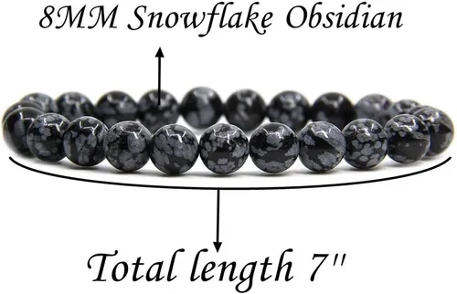 Miniatura 2 de Angelstones Pulsera elástica hecha a mano con gemas semipreciosas de 0.315 in, cuentas redondas, 7 pulgadas, unisex