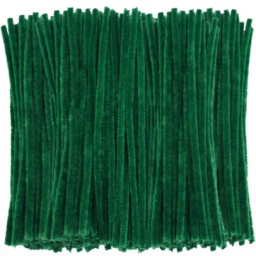 Limpiapipas de Chenille Verde Oscuro (Paquete de 200) para Decoraciones de Manualidades DIY Creativas (12 x 0.24 pulgadas)