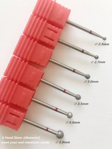 Miniatura 4 de SQULIGT 6 brocas de uñas, cabeza esférica de 3/32 pulgadas, para máquina de limas de uñas eléctrica, adecuadas para manicura acrílica, pedicura