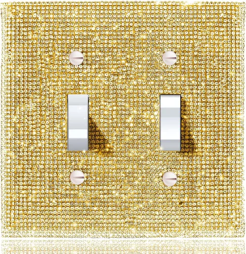 Miniatura 35 de 1 funda para interruptor de luz brillante – Cubierta de placa de interruptor con purpurina dorada con diamantes de imitación 2.2 lbs-2-Oro