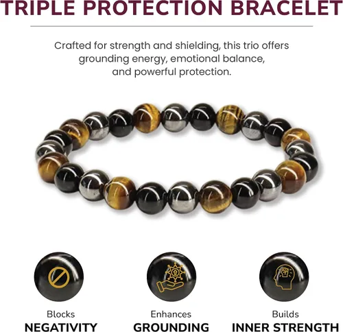 Miniatura 127 de Crystal Vibe Pulseras de cuentas de 0.315 in para mujeres y hombres, pulseras de cristal con piedras preciosas naturales, tamaño elástico ajustable