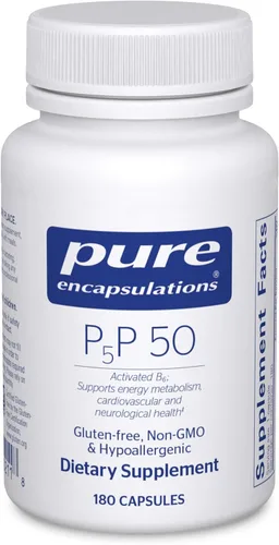 Pure Encapsulations P5P 50 - Vitamina B6 Activa - Apoya el Metabolismo Energético y la Salud Cerebral* - Sin Gluten y Sin OMG - 180 Cápsulas