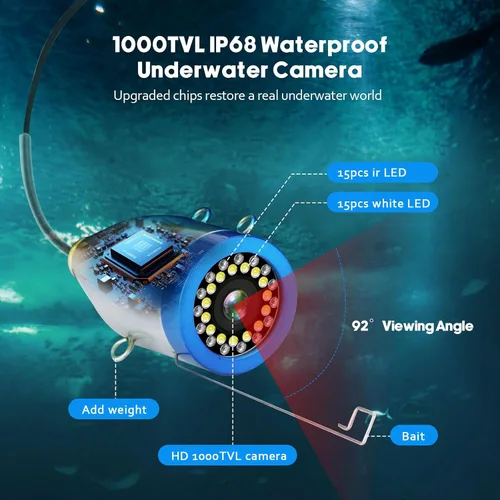 Miniatura 3 de Fishing Camera with Monitor ice Fishing Camera Underwater 1000TVL,98ft/30m Cable for Lake Kayak Boat Saltwater Fishing