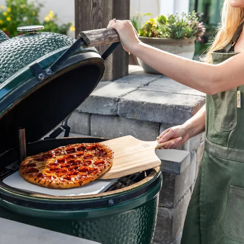 Miniatura 6 de Juego de piedra para pizza de 3 piezas - Piedra para pizza de cordierita resistente a golpes térmicos de 15x12", pala para pizza de madera natural