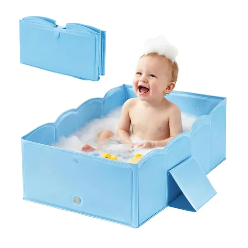 Miniatura 9 de Bañera plegable para ducha para bebé, estructura reforzada, bañera plegable con base antideslizante, bañera portátil para niños de 6 meses a 4 años