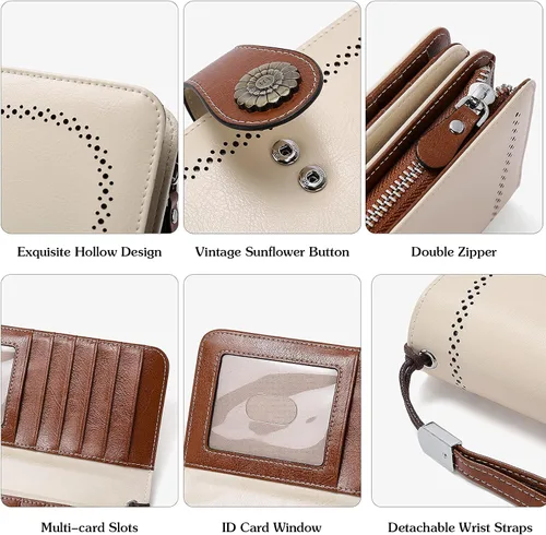 Miniatura 9 de BOSTANTEN Maletín para mujer Laptop Tote 15.6 pulgadas Cuero auténtico bolso de trabajo bolsa de trabajo Beige paquete cartera para mujer, Beige