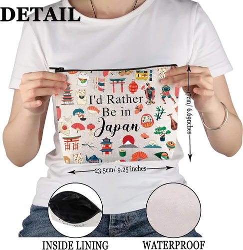 Miniatura 2 de PWHAOO Japón Travel Travel Gift I'd Rather Be in Japan Makeup Bag Japón Viaje Vacaciones Cosméticos Bolsa Japón Souvenir Gift, Más bien estar