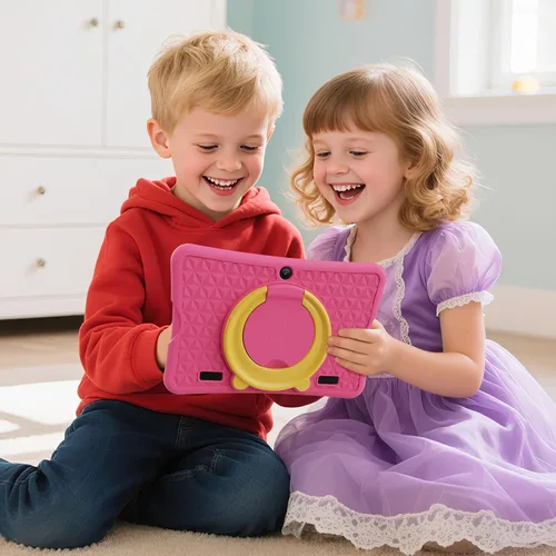 Miniatura 3 de DigiLand Tablet infantil de 10.1 pulgadas, tableta Android 15 para niños, 6G+32GB hasta 128GB, batería de 6000mAh, cámara dual, WiFi, BT 5.0, el Rosa