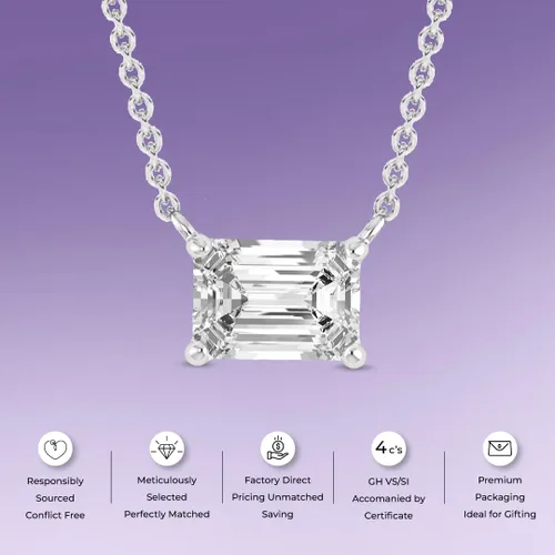 Miniatura 32 de La Joya Collares de diamantes de 1 quilate para mujer Collar de diamante solitario cultivado en laboratorio GH VS/SI Cadena de oro macizo