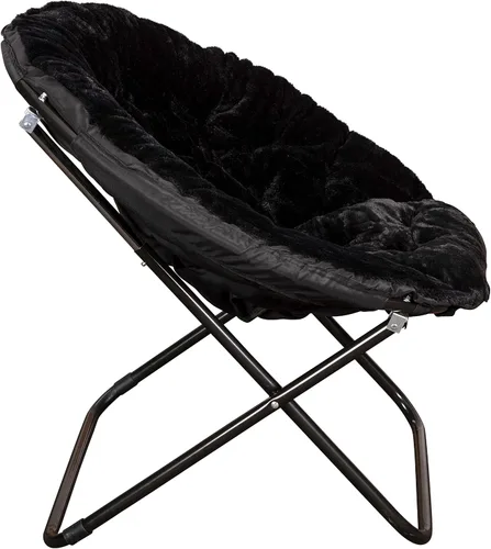 Miniatura 8 de EMMA + OLIVER Ersa - Silla plegable de gran tamaño de 38 pulgadas con tapicería de piel sintética acogedora en negro con marco de metal negro