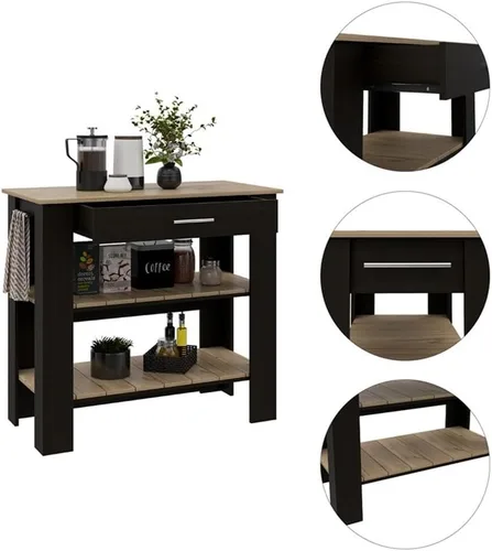 Miniatura 7 de TUHOME - Isla de cocina Cala, 40 islas de cocina de madera de ingeniería, multicolor