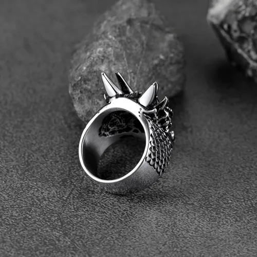 Miniatura 9 de FaithHeart Anillos de dragón punk para hombres y mujeres, acero inoxidablechapado en oro de 18 quilates, joyería de mitología nórdica con delicado