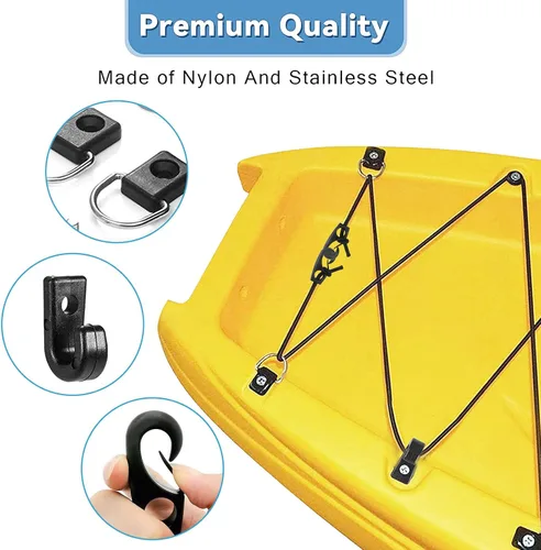 Miniatura 8 de CLIO Kit de aparejo de cubierta de kayak, cuerda elástica de 8 pies con extremos de cuerda elástica y anillo en D de pesca con tornillo 304 M6 y 6